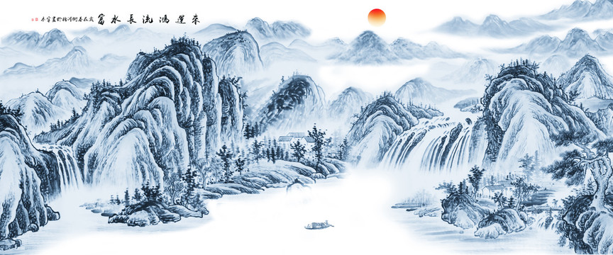 仿古山水画