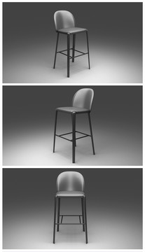 原创黑皮吧椅设计模型