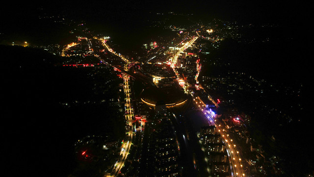 城市夜景航拍