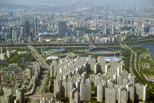 俯瞰韩国首尔蚕室体育馆
