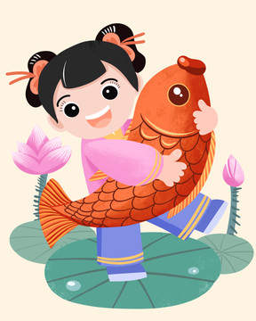 福娃抱鯉魚