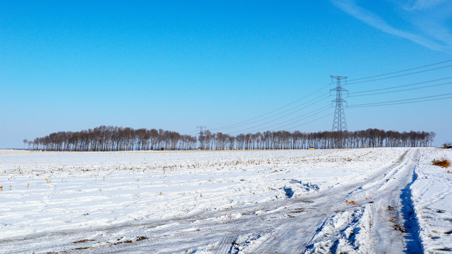 东北乡村雪景