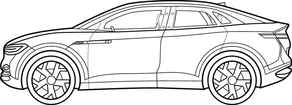 汽車線稿插畫