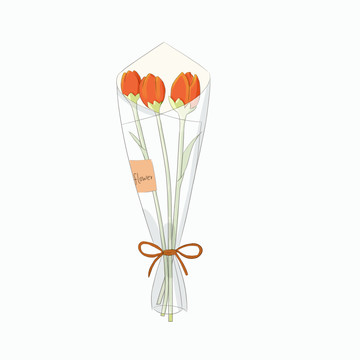 三朵郁金香花束插畫風(fēng)元素