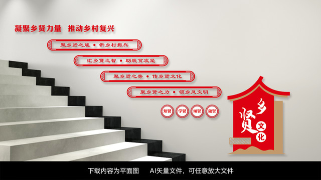 鄉(xiāng)賢標(biāo)語樓梯墻