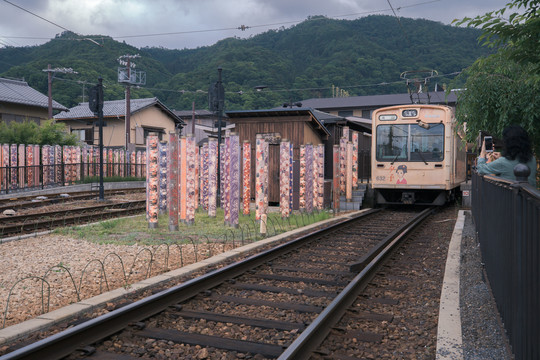 日本京都岚山电车站和服之森景观