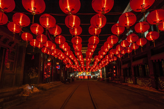 沈阳棋盘山影视城灯会夜景