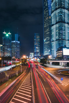 上海陆家嘴CBD夜景街景