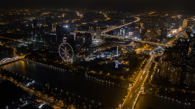 南通港闸区夜景航拍