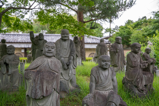 日本京都岚山罗汉石像