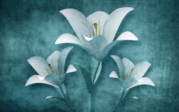富貴花開(kāi)手繪壁畫(huà)