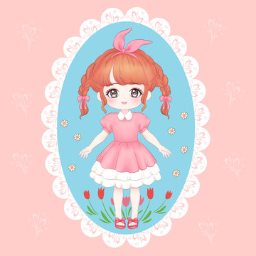 小公主卡通雙馬尾可愛(ài)小女孩