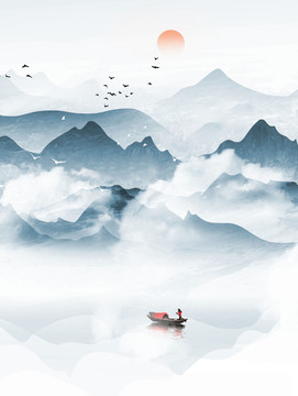 意境水墨山水畫
