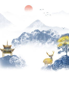 中國風水墨山水背景