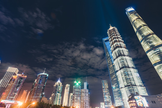 上海摩天楼建筑夜景