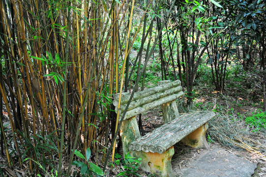 竹林石凳子