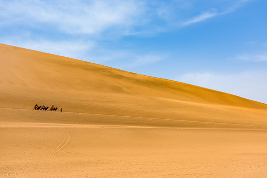 敦煌鸣沙山景区沙漠沙山骆驼