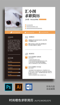 時(shí)尚橙色簡歷