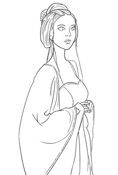 古代美女線條