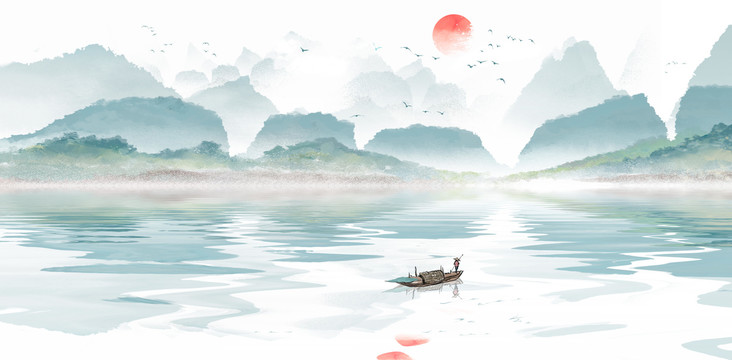 淡雅山水畫