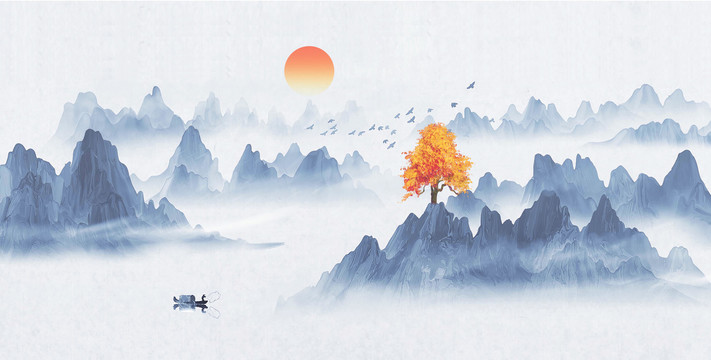 意境水墨山水畫