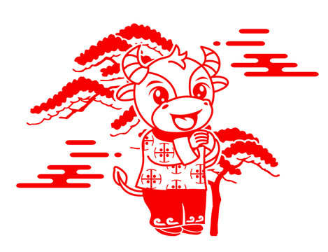 卡通牛剪紙