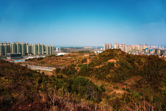 山城山坡城市远景