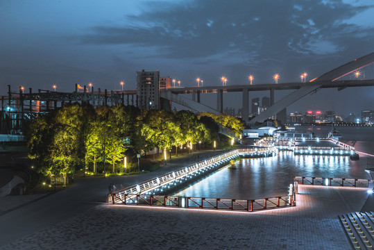 上海卢浦大桥夜景建筑风光