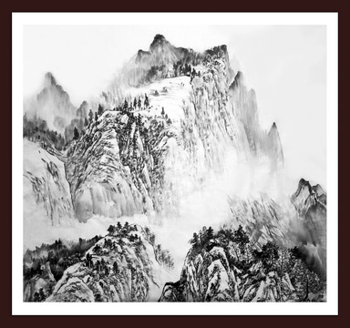 新中式山霧裝飾畫