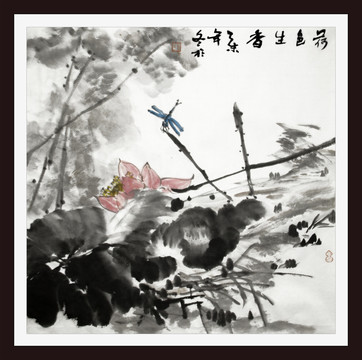 水墨荷花裝飾畫