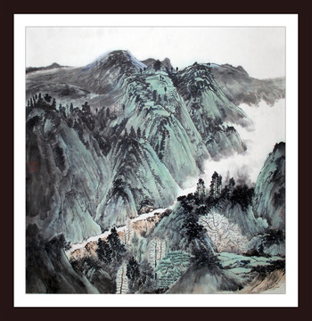 山间小路中国风装饰画