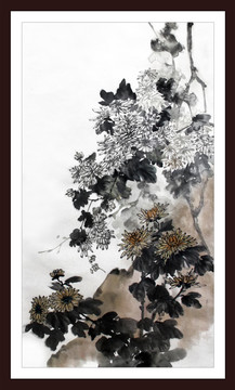 中國風(fēng)寫意菊花掛畫