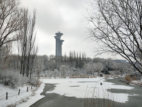 北京奥林匹克森林公园雪景