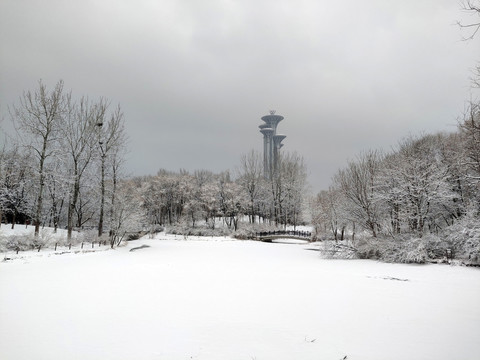 北京奥林匹克森林公园雪景