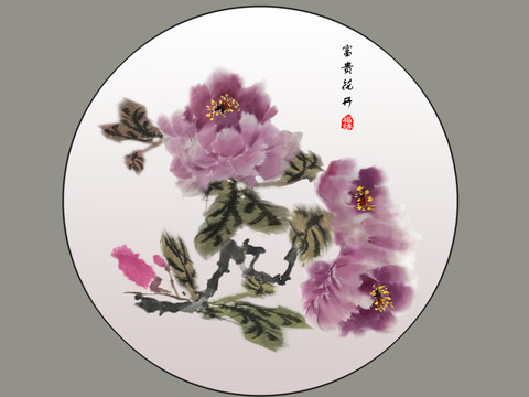 手繪寫意牡丹