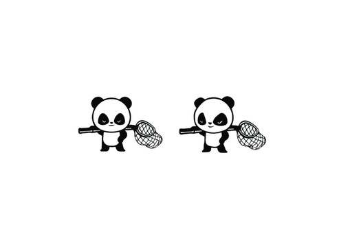熊貓網(wǎng)兜撲魚矢量圖形
