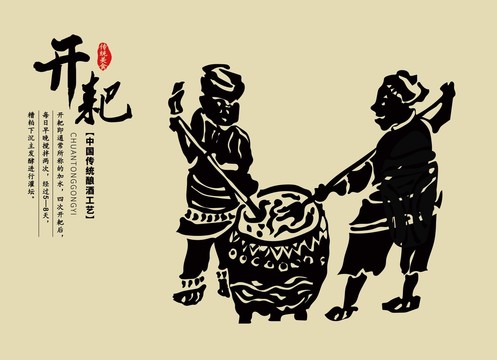 中國傳統(tǒng)釀酒工藝開耙