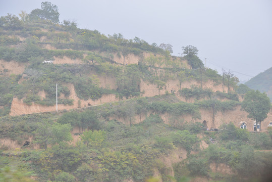 陕西黄土高原窑洞土坡