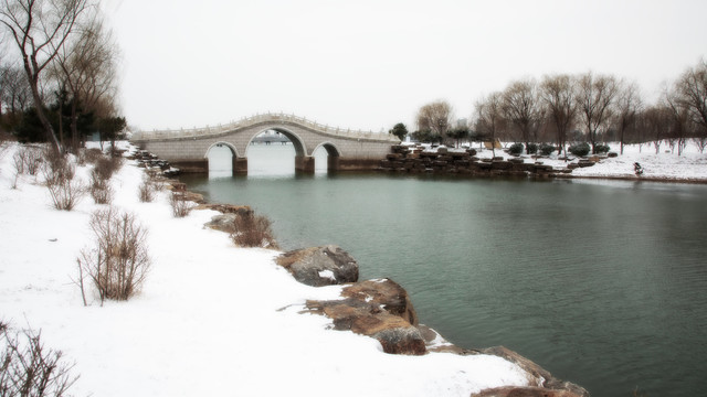 公园雪景