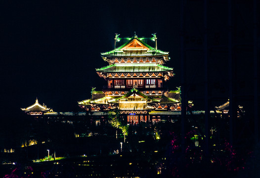 北京世园会永宁阁夜景