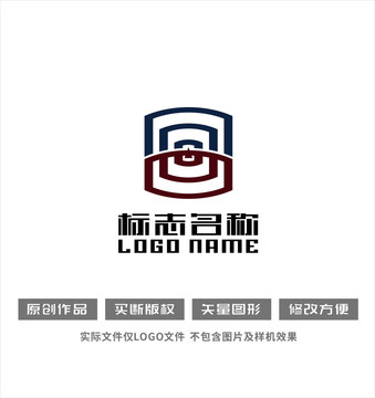 飞鸟标志回字型logo