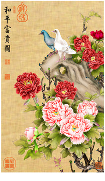富貴和平圖仿古裝飾素材