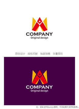 W字母logo设计MW字母标志