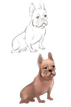 法斗犬手繪