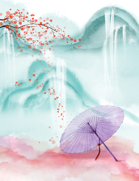 古風(fēng)山水手繪分層