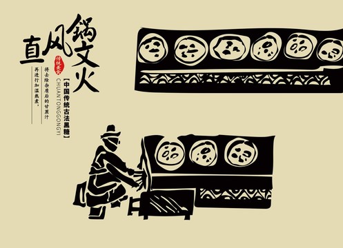 中國傳統(tǒng)古法黑糖直風(fēng)鍋文火