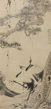 華嵒華巖雙鶴圖