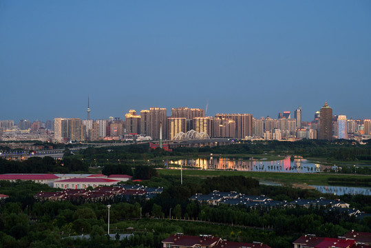 哈尔滨松花江城市风光夜景