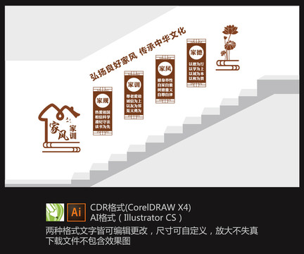 家風(fēng)家訓(xùn)樓梯文化墻