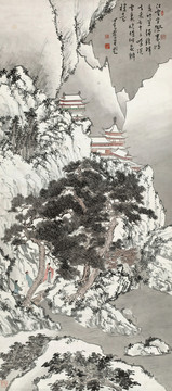 溥儒雪景山水深雪樓臺(tái)